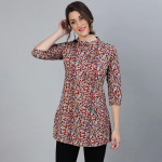 Women's Maroon & Cream-Coloured Printed Tunic