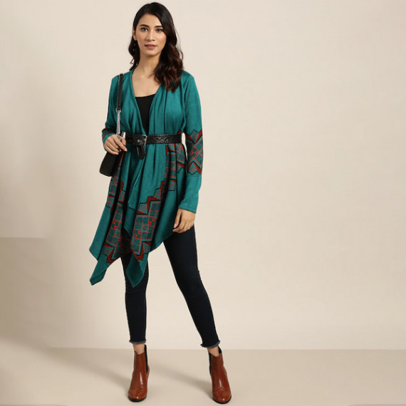 http://235429.01spn.group/products/women-teal-green-black-geometric-patterned-longline-waterfall-shrug