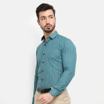 Men Green Checked Formal Shirt