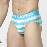 Men Blue Striped Basic Briefs