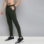 Men Olive Green Straight Fit Solid Track pants