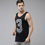 Men Black & Grey Printed Gym Vest