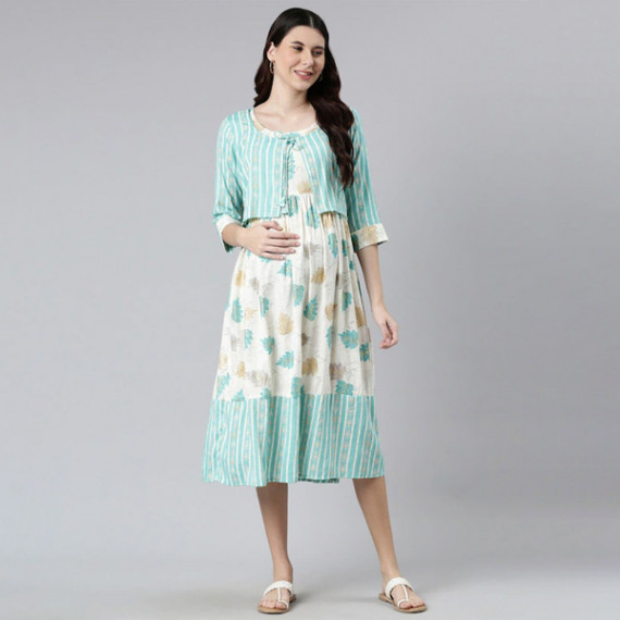 http://235429.01spn.group/products/women-off-white-green-floral-maternity-a-line-midi-dress