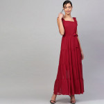 Maroon Tiered Maxi Dress